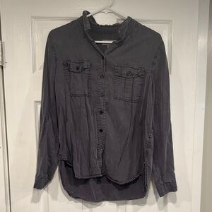 Knox Rose Women’s Gray Button-Up Blouse Size Medium